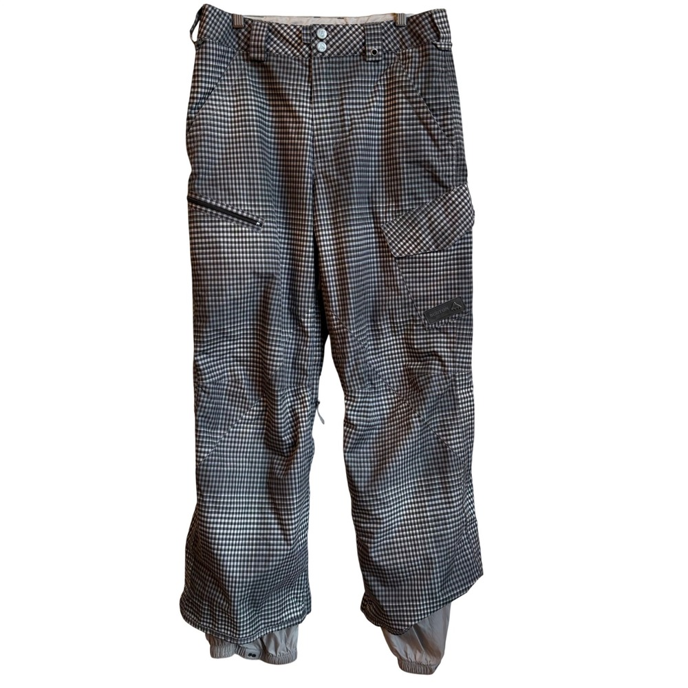 Burton Snowboard Pants Mens Small Black White Gingham Dryride‎ Insulated Vented
